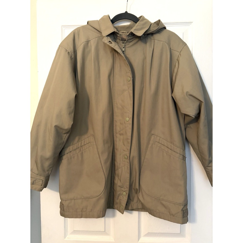 London Fog Coat Jacket Removable Quilted Lining Beige Women's Tan  Large Hooded